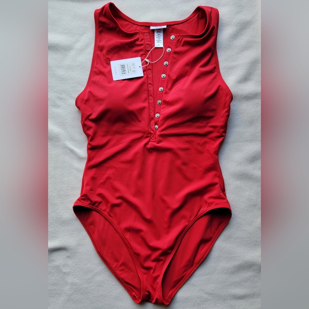Andie Red Button-Up Swimsuit